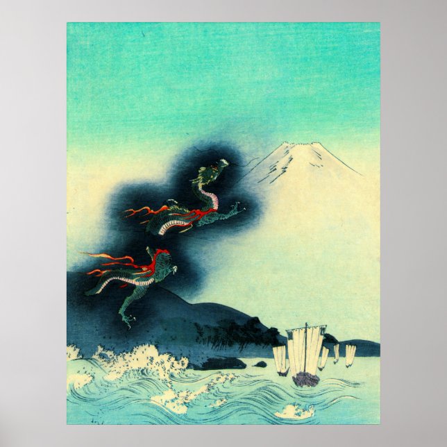Dragon and Mount Fuji 1910 Poster (Framsidan)