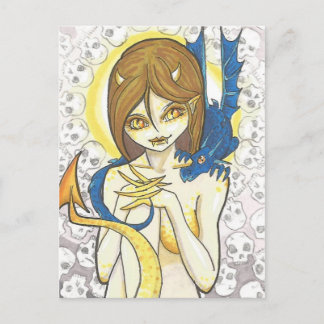 Dragon and Nymph döskallars Fantasy Art Postcard Vykort