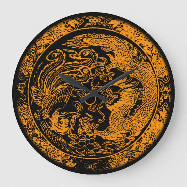 Dragon and Phoenix Wall Clock Stor Klocka (Framsida)
