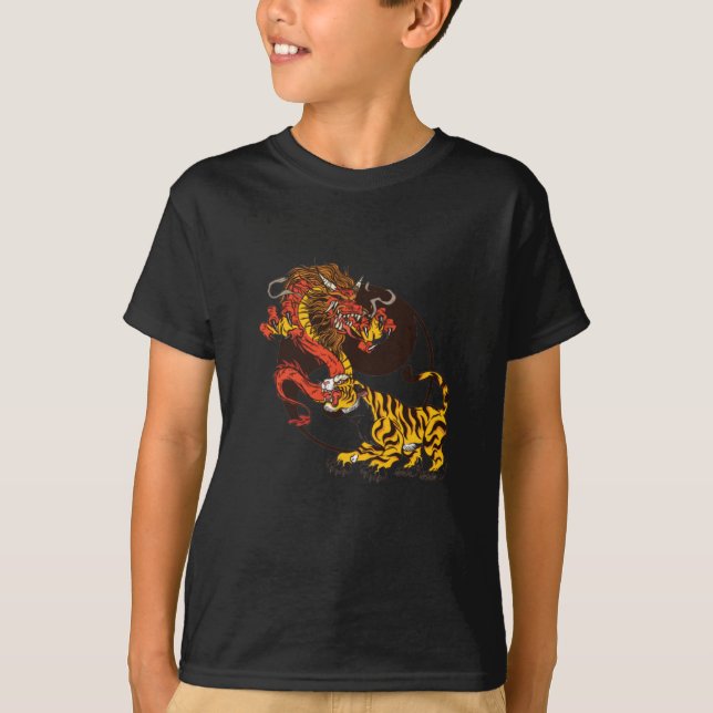 Dragon and Tiger-Yin-Yang T-Shirt Design (Framsida)