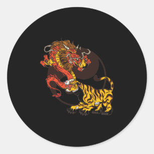 Dragon and Tiger-Yin-Yang T-Shirt Design Runt Klistermärke