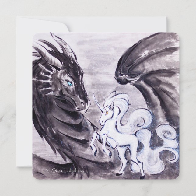 Dragon and Unicorn // Courtship Julkort (Framsida)