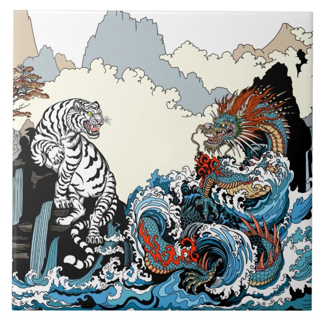 Dragon and White Tiger. Illustration by Insima Kakelplatta (Framsidan)