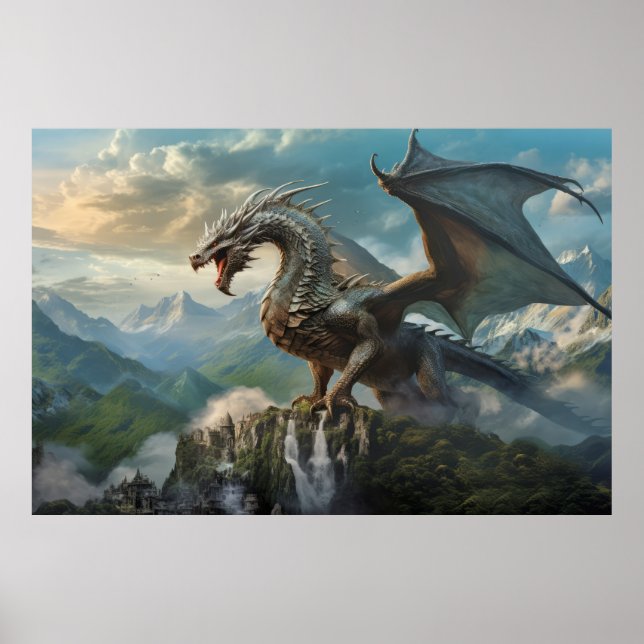Dragon Animal CreatFantasy Colorful Wall Art Poster (Framsidan)