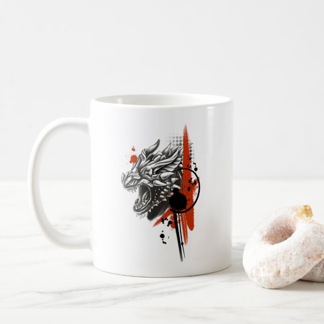 Dragon Ansikte Sopor Polka Kaffemugg (Med munk)
