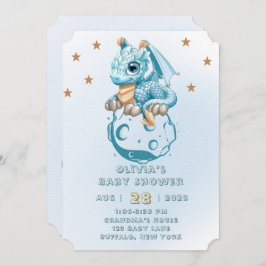 Dragon Aquamarine Astroid Boy Shower Inbjudningar