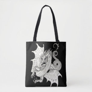 Dragon Art nouveau stil Bläck teckning Tygkasse