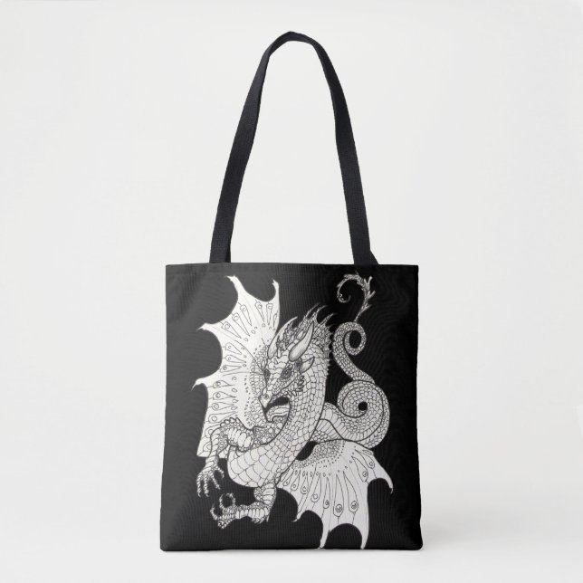 Dragon Art nouveau stil Bläck teckning Tygkasse (Framsida)