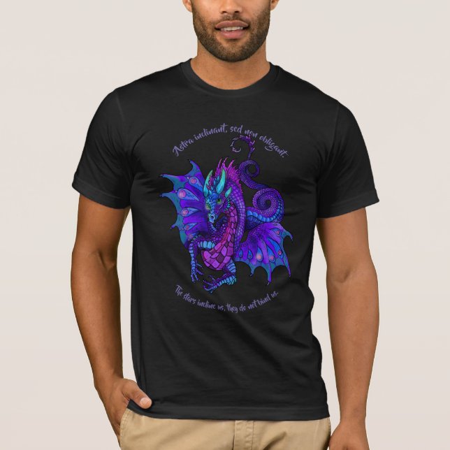 Dragon Art nouveau Stil Blue och Lila T Shirt (Framsida)