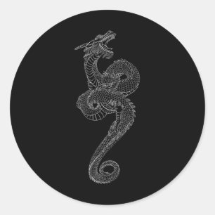 Dragon Art Tatto Japan Traditional Japansk Graph Runt Klistermärke