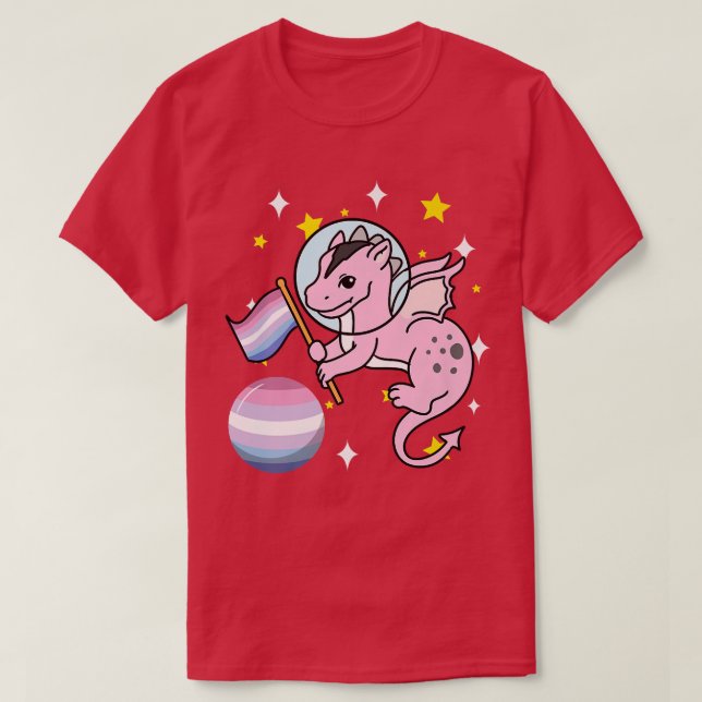Dragon Astronaut Bigender Pride  T Shirt (Design framsida)
