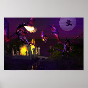Dragon Attack by David och Michelle Wilder Poster