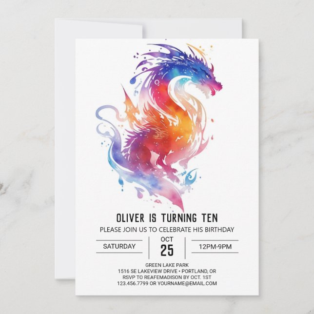 Dragon Äventyr Enchanted Birthday Inbjudningar (Framsida)