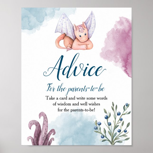 Dragon Baby Shower Advice for the-Parents-to be Poster (Framsidan)