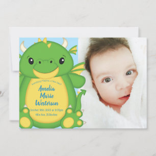 Dragon Baby Shower Blue Inbjudningar