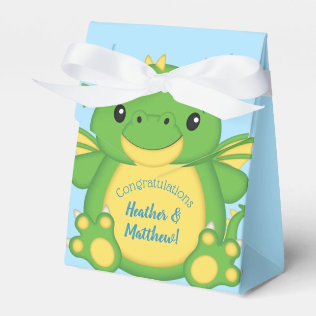 Dragon Baby Shower Blue Presentaskar (Framsidan Sidan)