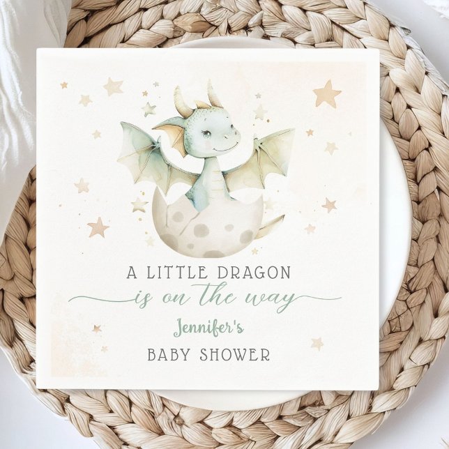 Dragon Baby Shower Cute Grönt Pappersservett (Skapare uppladdad)