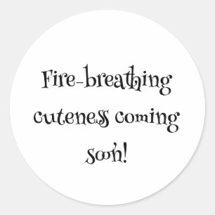 Dragon Baby Shower Fire Breathing Cuteness kommer Runt Klistermärke