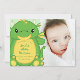 Dragon Baby Shower-Grönt Inbjudningar