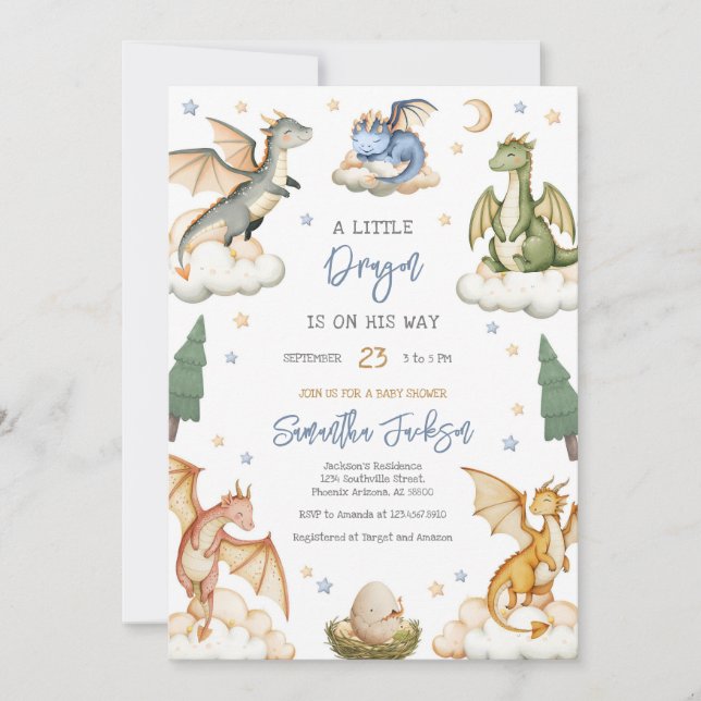Dragon Baby Shower Invitation Inbjudningar (Framsida)