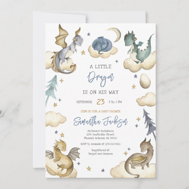 Dragon Baby Shower Invitation Inbjudningar (Framsida)