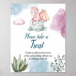 Dragon Baby Shower Ta ett Poster-tecken för Behand Poster