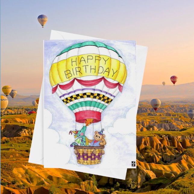 Dragon Balloon Birthday Card Kort (Skapare uppladdad)