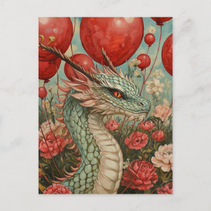 Dragon Balloon Valentine Day Vykort