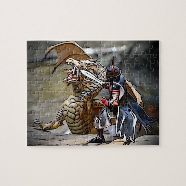 Dragon Battle vid floden Pussel (Horisontell)