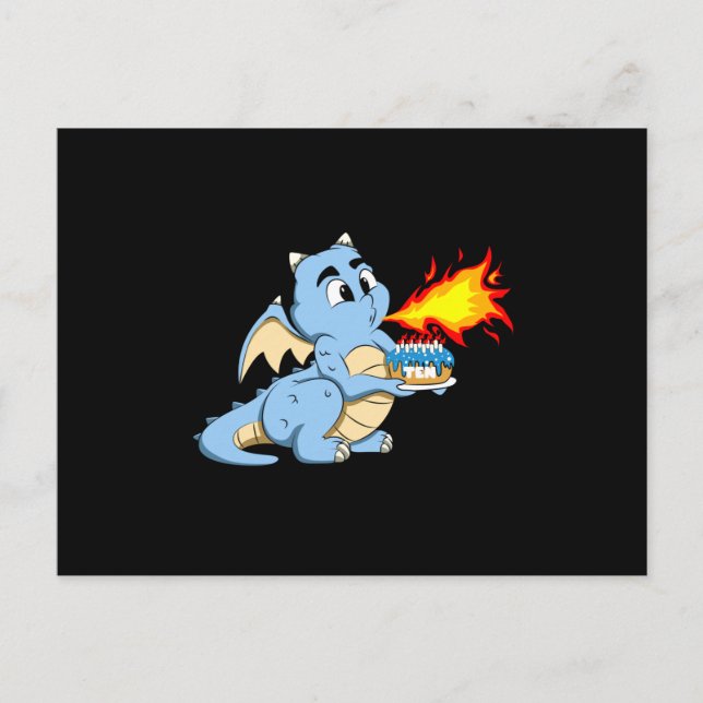 DRAGON BIRTHDAY 10 10th Birthday Boy Cute Dragon Vykort (Framsida)