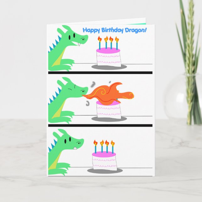 Dragon Birthday card Funny! Kort (Framsida)