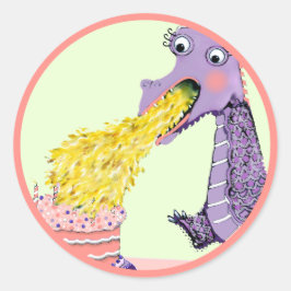 Dragon Birthday Classic Round Sticker Runt Klistermärke