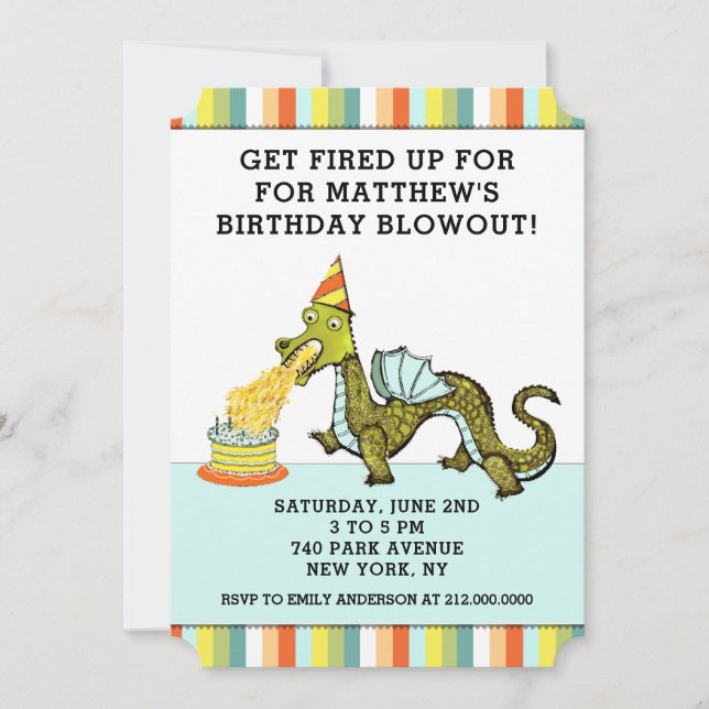 Dragon Birthday Inbjudningar (Framsida)