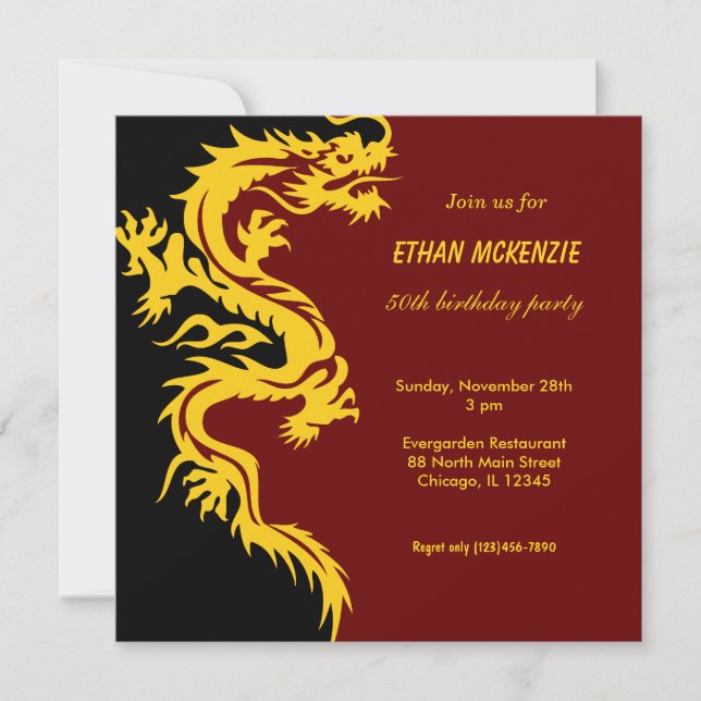 Dragon Birthday Inbjudningar (Framsida)