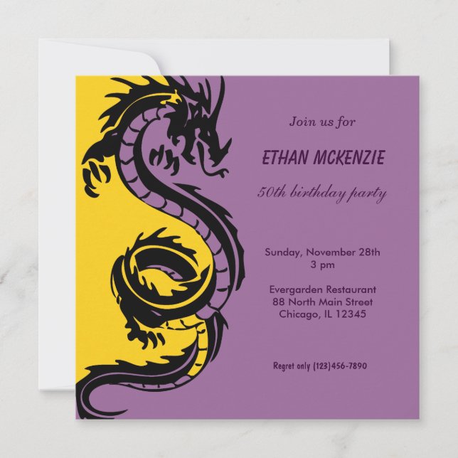 Dragon Birthday Inbjudningar (Framsida)