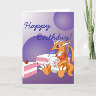 Dragon Birthday med årskort för jordgubbskädda Kort