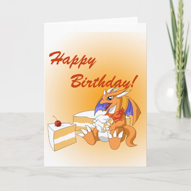Dragon Birthday med Vita kummelhälsningskort Kort (Framsida)