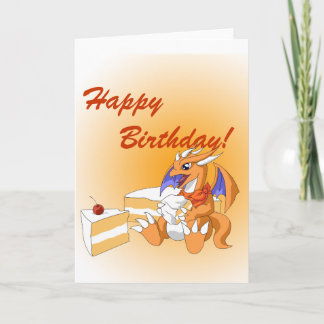 Dragon Birthday med Vita kummelhälsningskort Kort