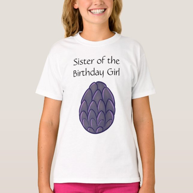 Dragon Birthday Sister T-Shirt (Framsida)