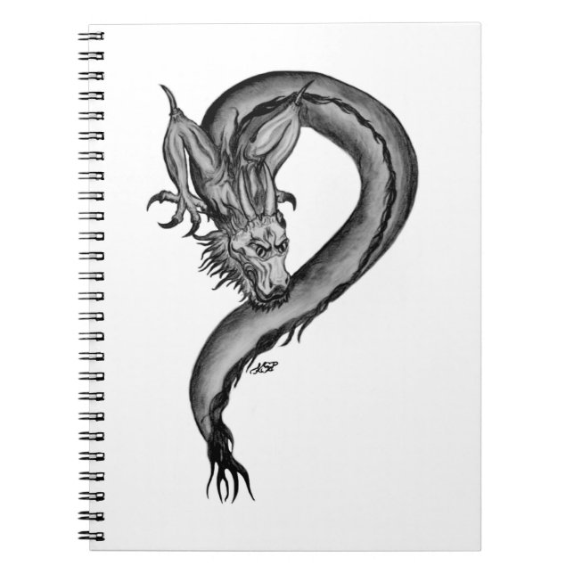 Dragon black and white Design Anteckningsbok (Framsidan)