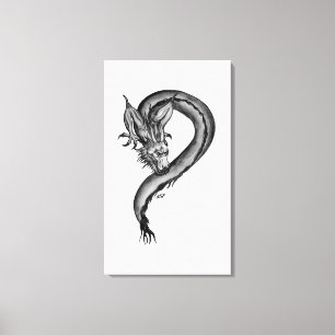 Dragon black and white Design Canvastryck
