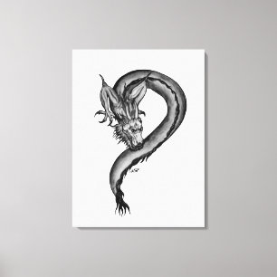 Dragon black and white Design Canvastryck