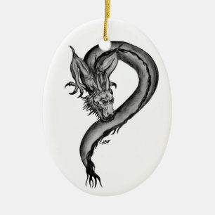 Dragon black and white Design Julgransprydnad Keramik