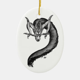 Dragon black and white Design Julgransprydnad Keramik