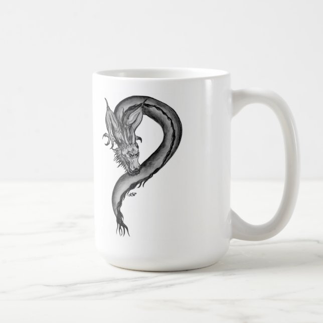 Dragon black and white Design Kaffemugg (Höger)