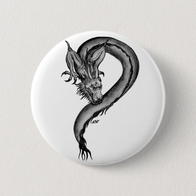 Dragon black and white Design Knapp (Framsida)