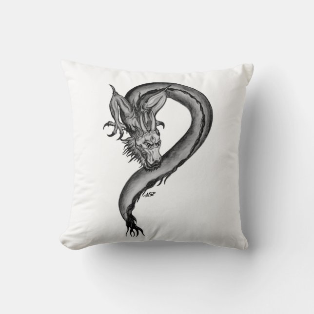 Dragon black and white Design Kudde (Framsida)