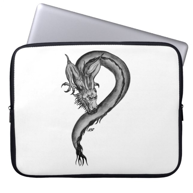 Dragon black and white Design Laptop Sleeve (Framsidan)