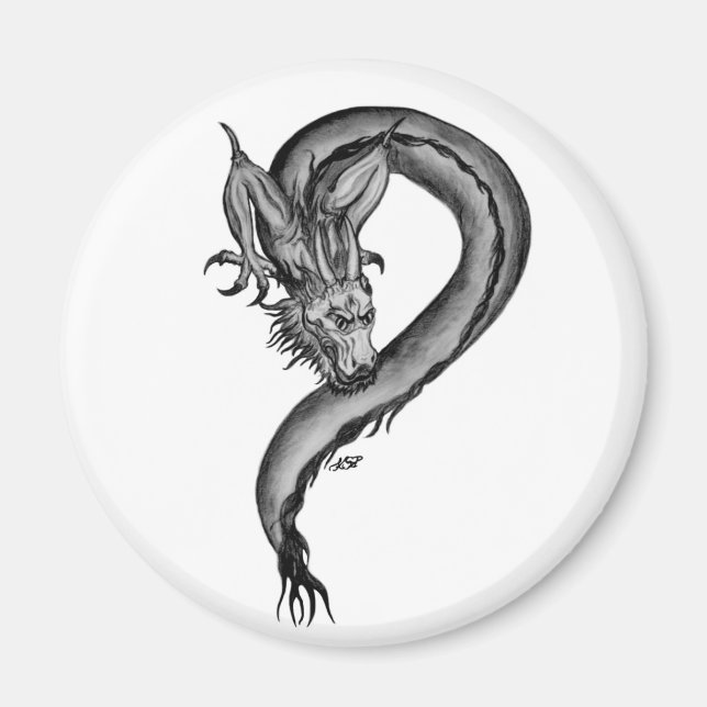 Dragon black and white Design Magnet (Framsidan)