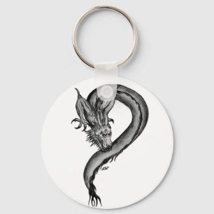 Dragon black and white Design Nyckelring